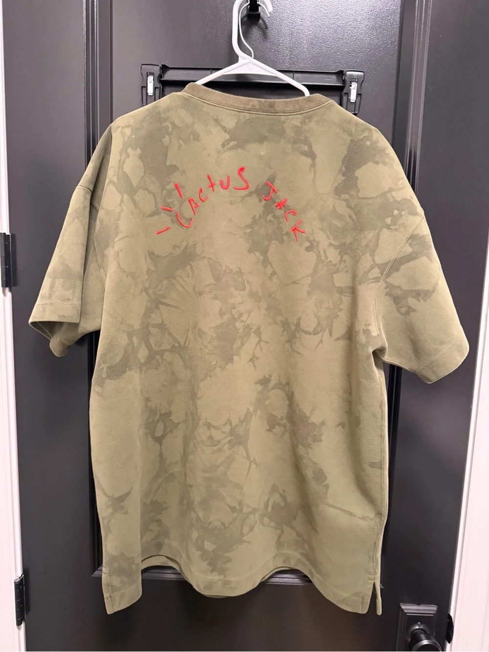 Jordan Olive Green Tee with Red Jumpman Accent